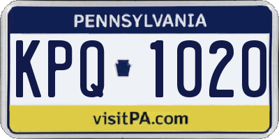 PA license plate KPQ1020