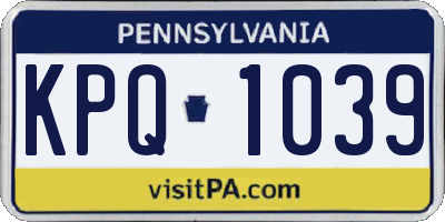 PA license plate KPQ1039