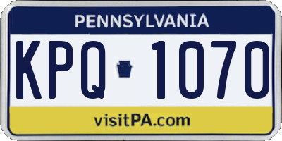 PA license plate KPQ1070