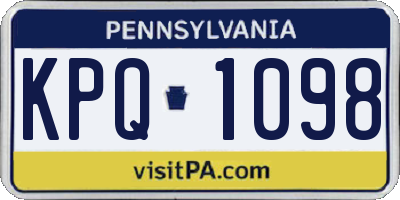 PA license plate KPQ1098