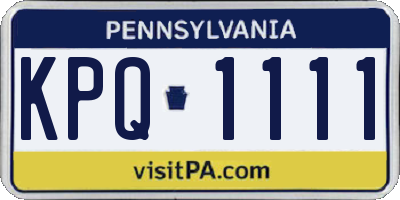 PA license plate KPQ1111