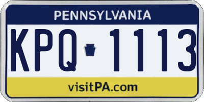 PA license plate KPQ1113