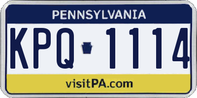 PA license plate KPQ1114
