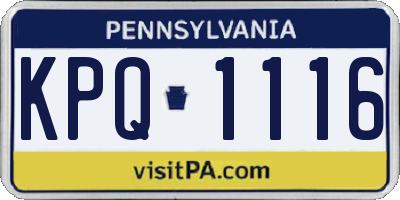 PA license plate KPQ1116