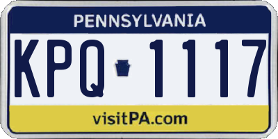 PA license plate KPQ1117
