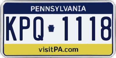 PA license plate KPQ1118