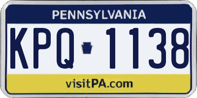PA license plate KPQ1138