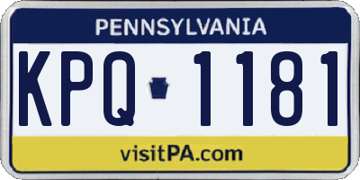 PA license plate KPQ1181