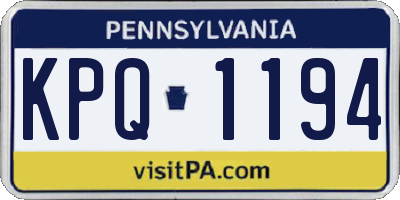 PA license plate KPQ1194