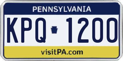 PA license plate KPQ1200