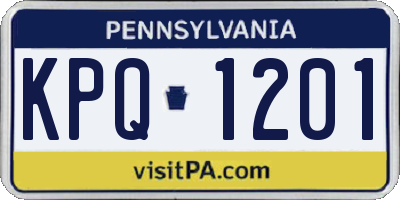 PA license plate KPQ1201