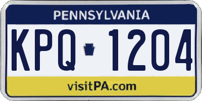 PA license plate KPQ1204