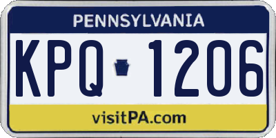 PA license plate KPQ1206