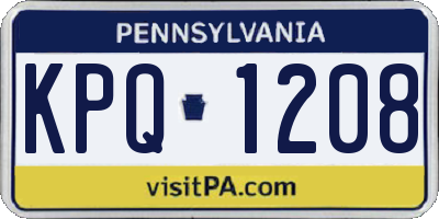 PA license plate KPQ1208