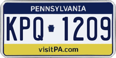 PA license plate KPQ1209