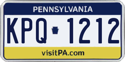 PA license plate KPQ1212
