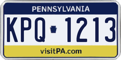 PA license plate KPQ1213