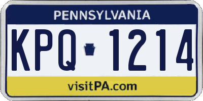 PA license plate KPQ1214