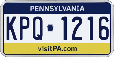 PA license plate KPQ1216