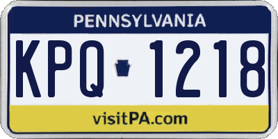 PA license plate KPQ1218