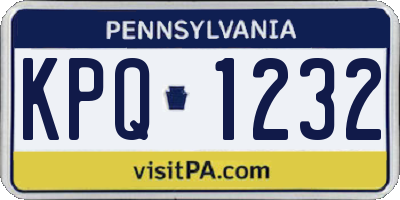 PA license plate KPQ1232