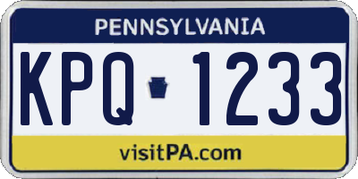 PA license plate KPQ1233