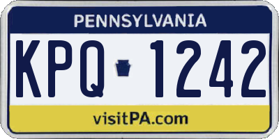 PA license plate KPQ1242