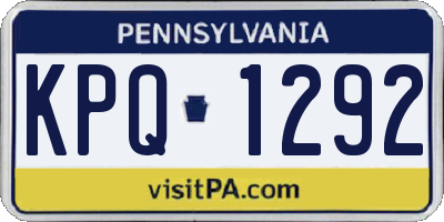 PA license plate KPQ1292