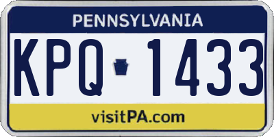 PA license plate KPQ1433