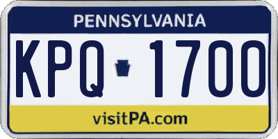 PA license plate KPQ1700