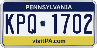 PA license plate KPQ1702