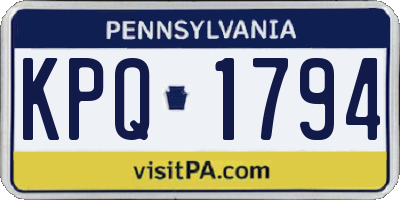 PA license plate KPQ1794
