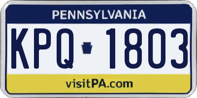PA license plate KPQ1803