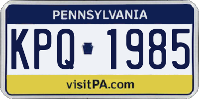 PA license plate KPQ1985