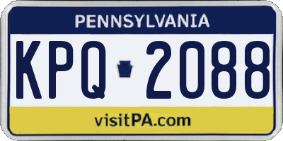 PA license plate KPQ2088
