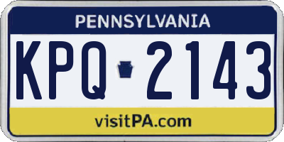 PA license plate KPQ2143