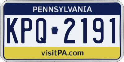 PA license plate KPQ2191
