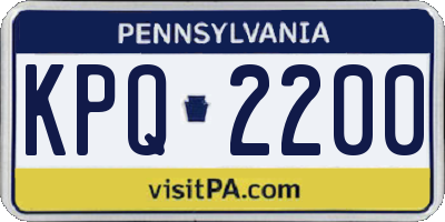 PA license plate KPQ2200