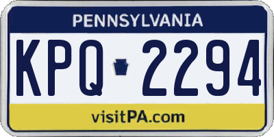 PA license plate KPQ2294