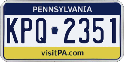 PA license plate KPQ2351