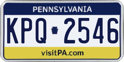 PA license plate KPQ2546