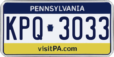 PA license plate KPQ3033