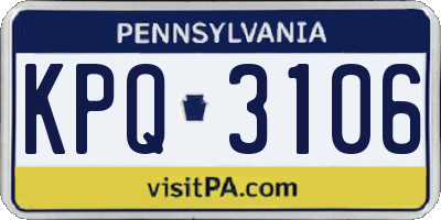 PA license plate KPQ3106