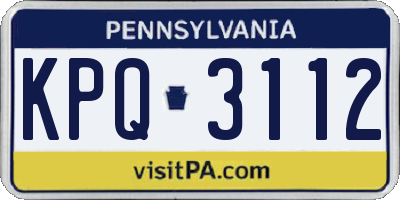 PA license plate KPQ3112
