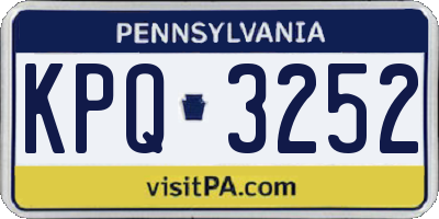 PA license plate KPQ3252