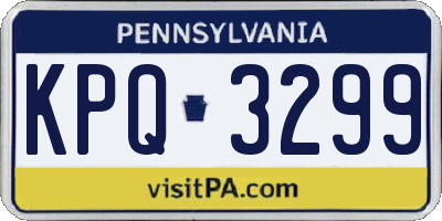 PA license plate KPQ3299