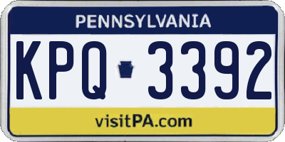 PA license plate KPQ3392