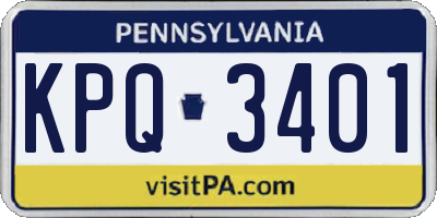 PA license plate KPQ3401