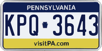 PA license plate KPQ3643