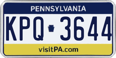 PA license plate KPQ3644